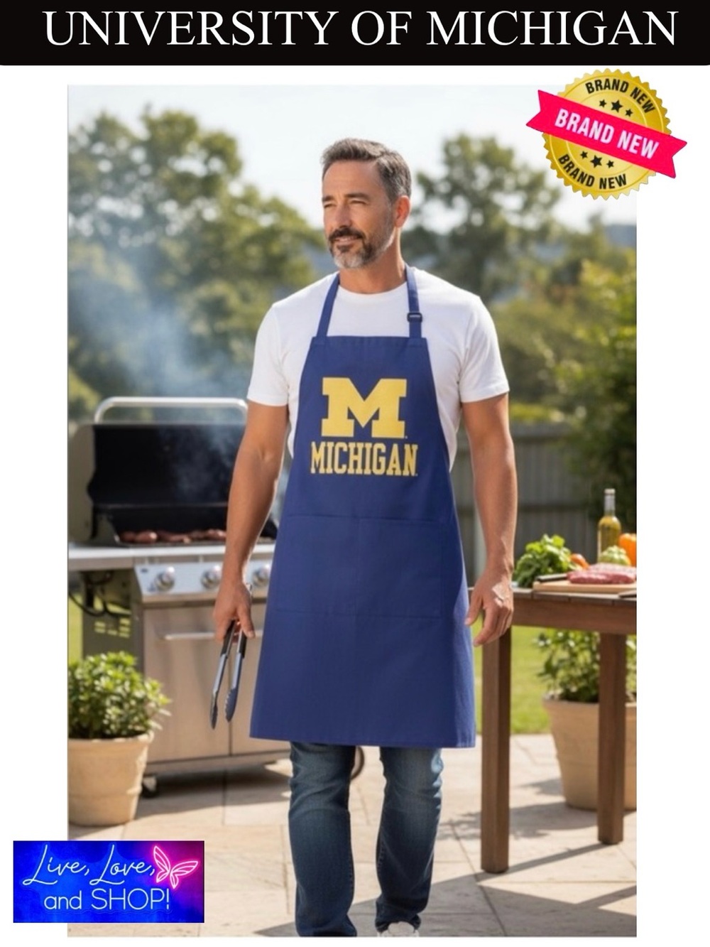 University of Michigan (UofM) Apron, Authentic Unisex. NWT